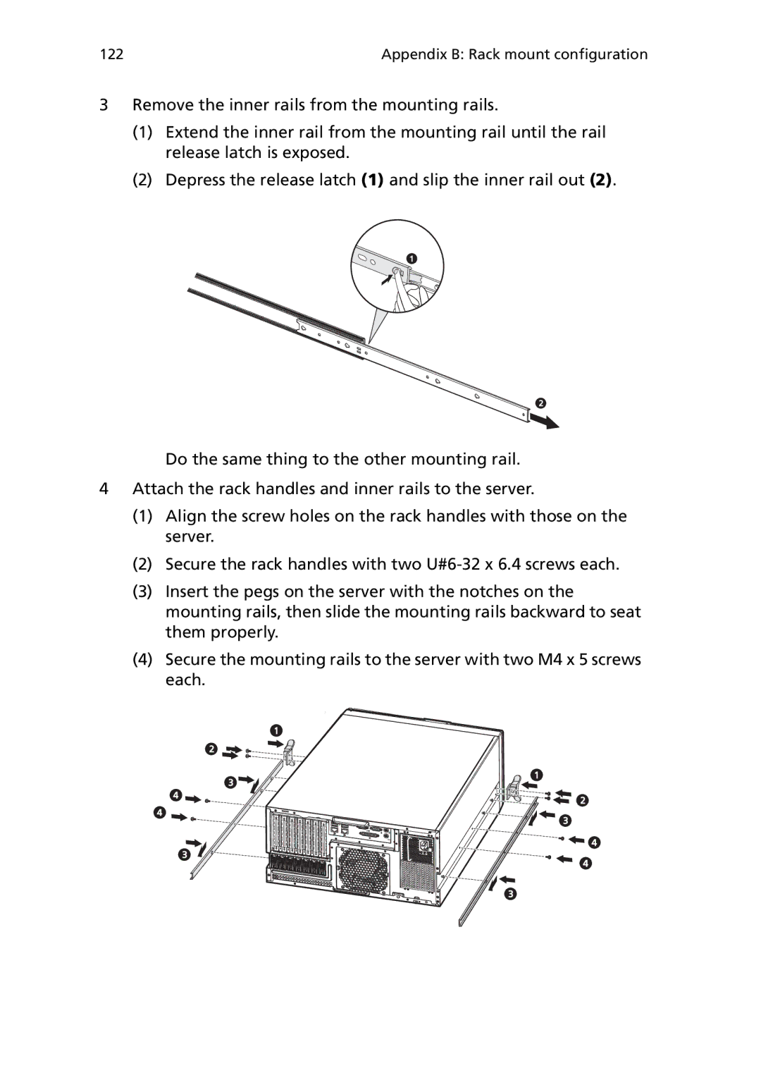 Acer G5450 Series manual Appendix B Rack mount configuration 