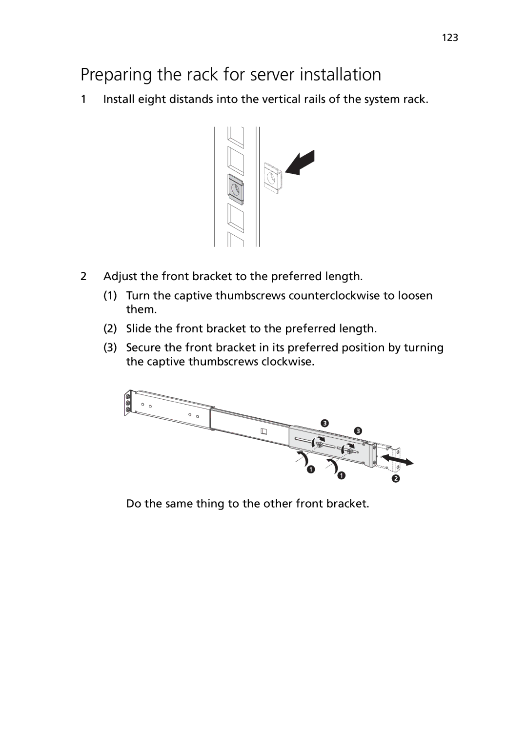 Acer G5450 Series manual Preparing the rack for server installation 