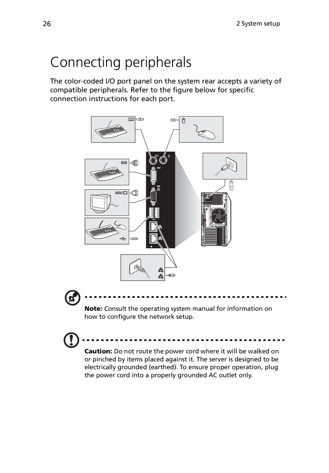 Acer G5450 Series manual Connecting peripherals 