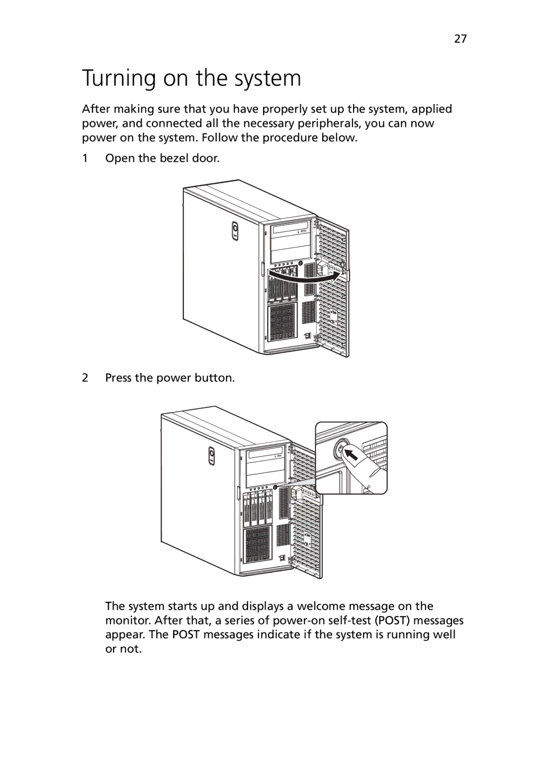 Acer G5450 Series manual Turning on the system 