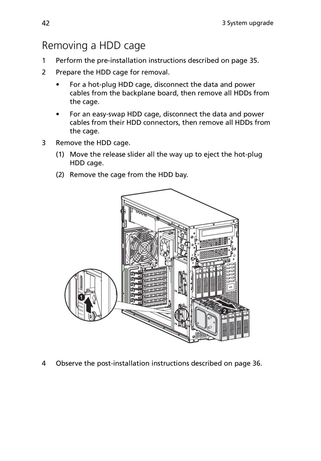 Acer G5450 Series manual Removing a HDD cage 