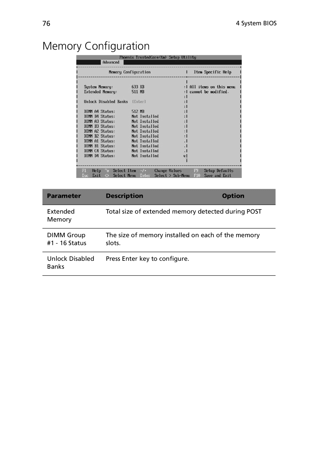 Acer G5450 Series manual Memory Configuration 