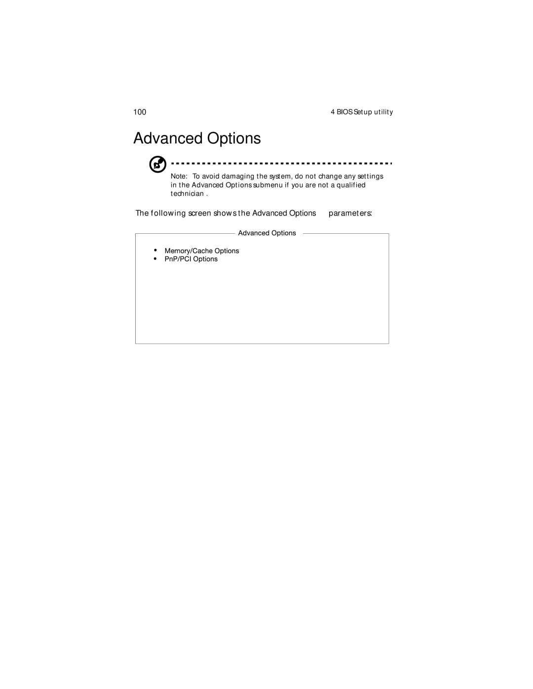 Acer G610 manual Advanced Options 