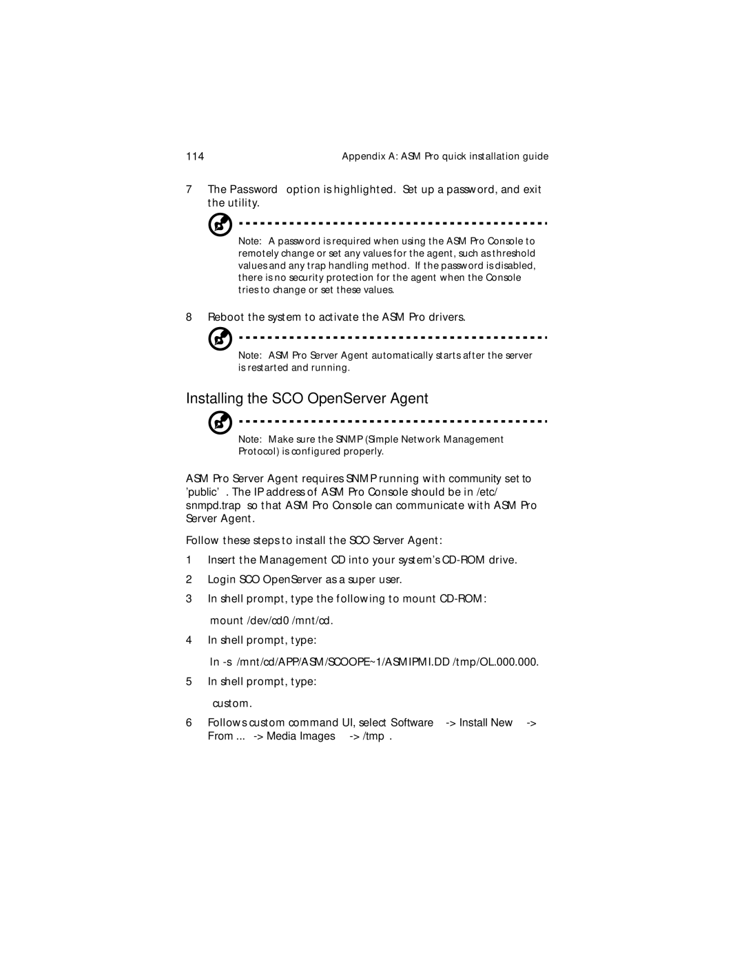 Acer G610 manual Installing the SCO OpenServer Agent 