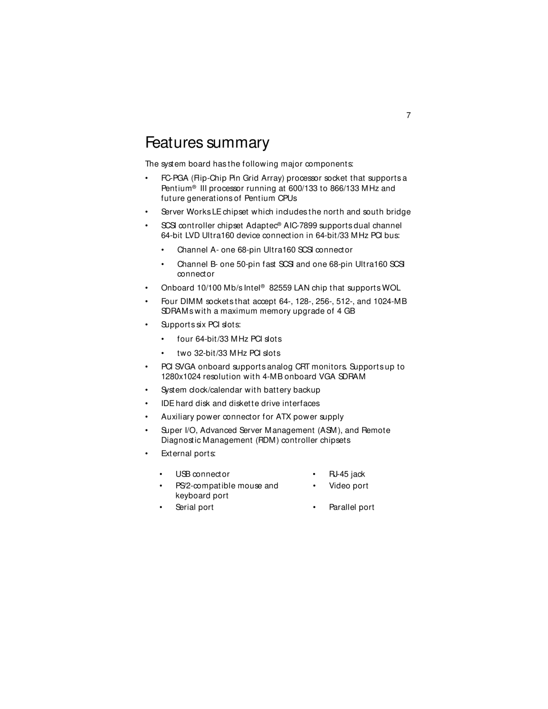 Acer G610 manual Features summary 