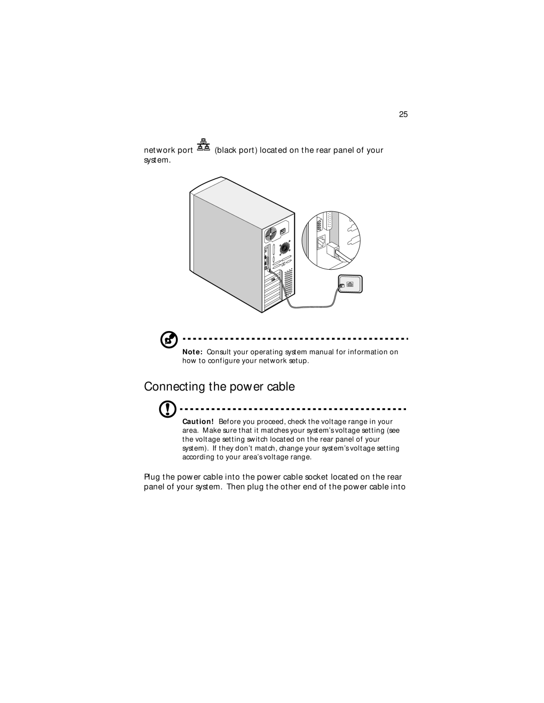 Acer G610 manual Connecting the power cable 