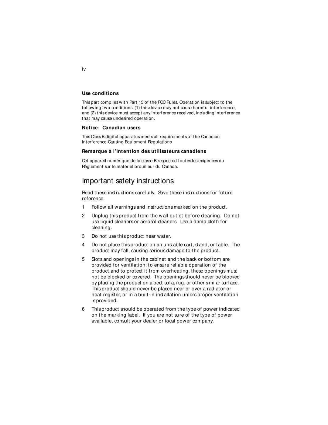 Acer G610 manual Important safety instructions, Use conditions 