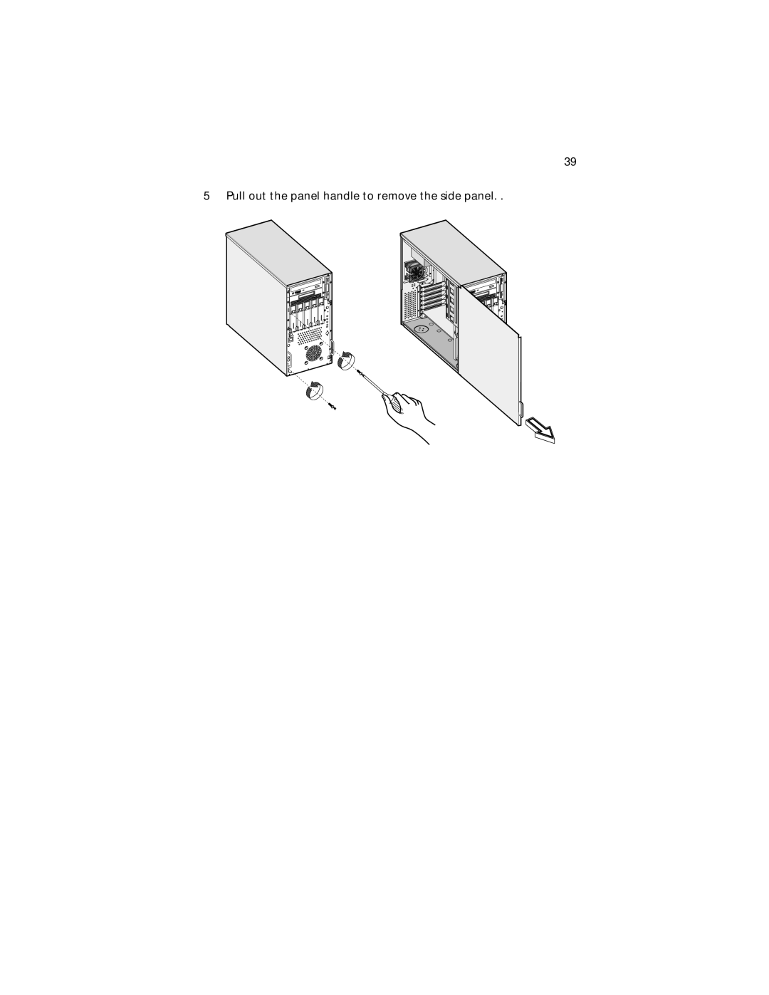 Acer G610 manual Pull out the panel handle to remove the side panel 