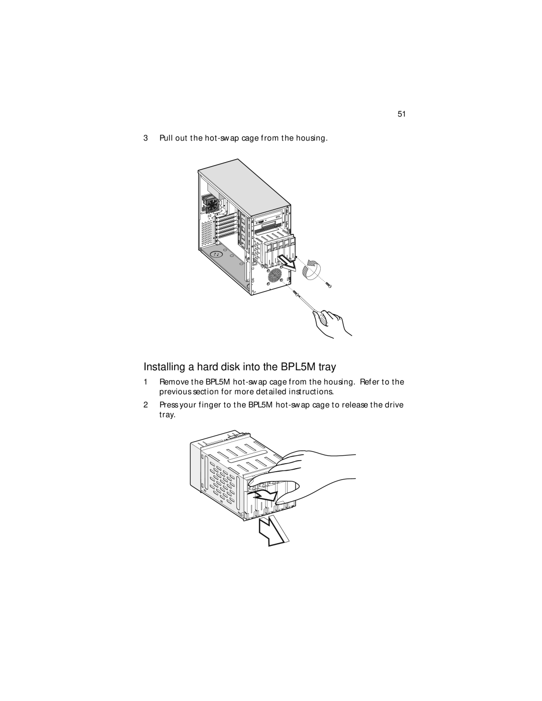 Acer G610 manual Installing a hard disk into the BPL5M tray 