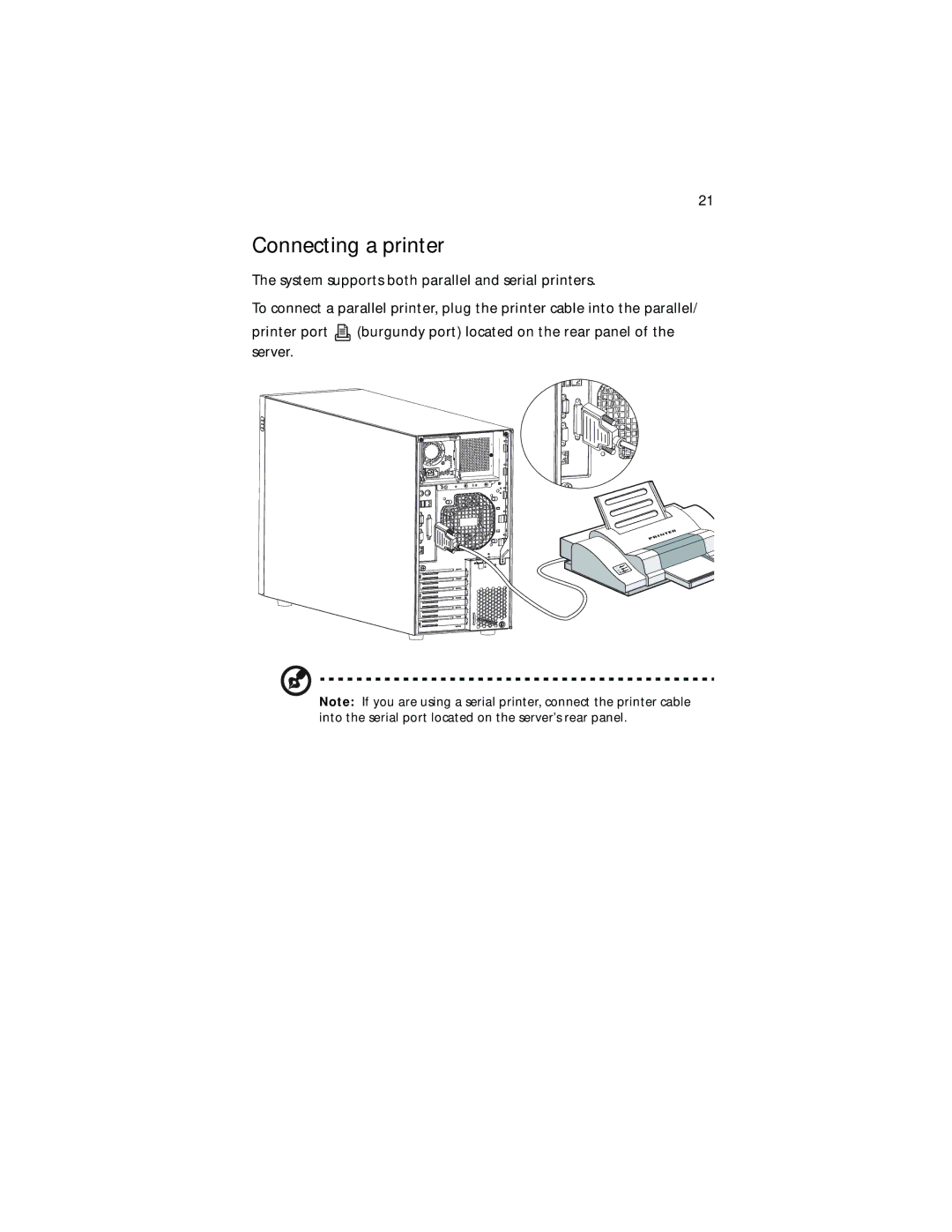 Acer G701, G700 series manual Connecting a printer 