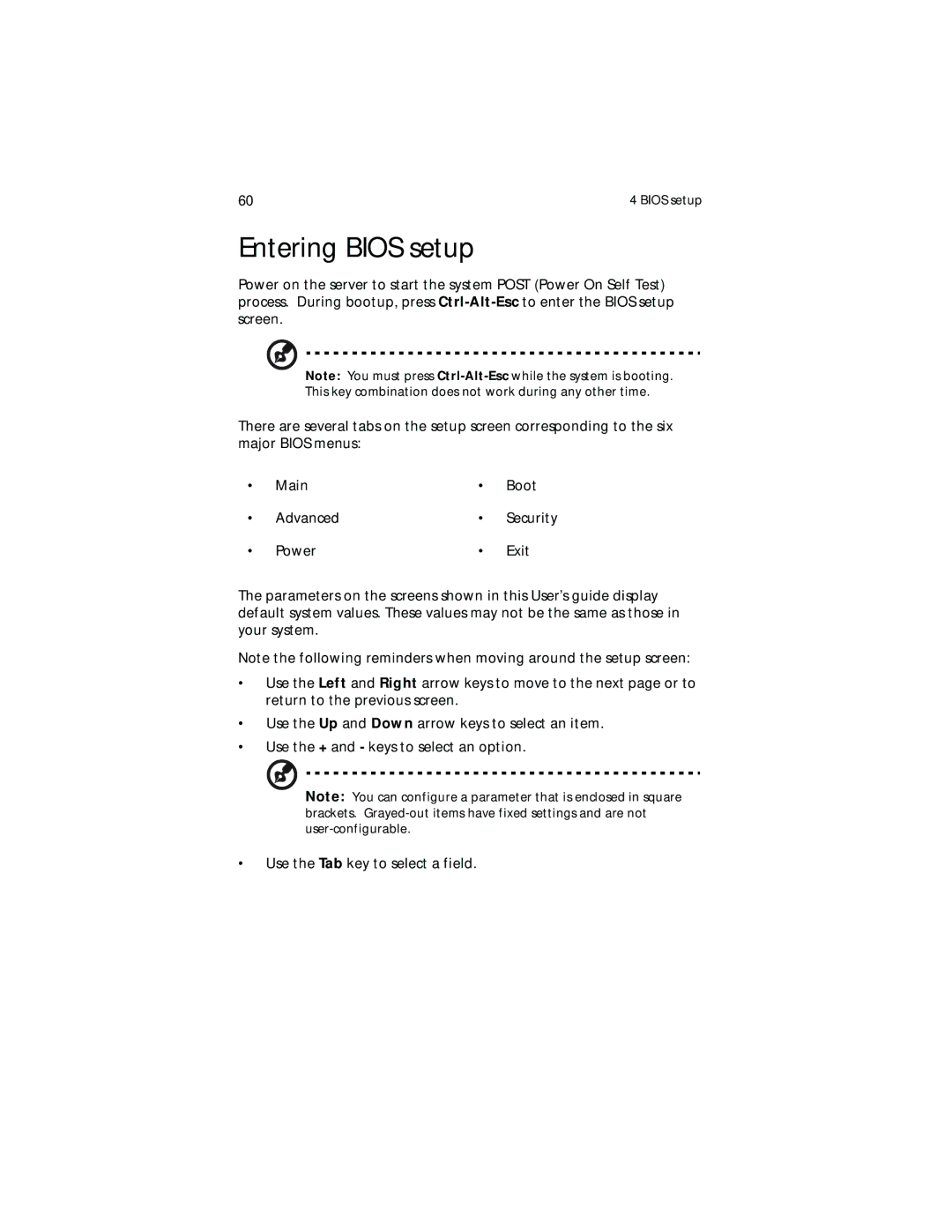 Acer G700 series, G701 manual Entering Bios setup 