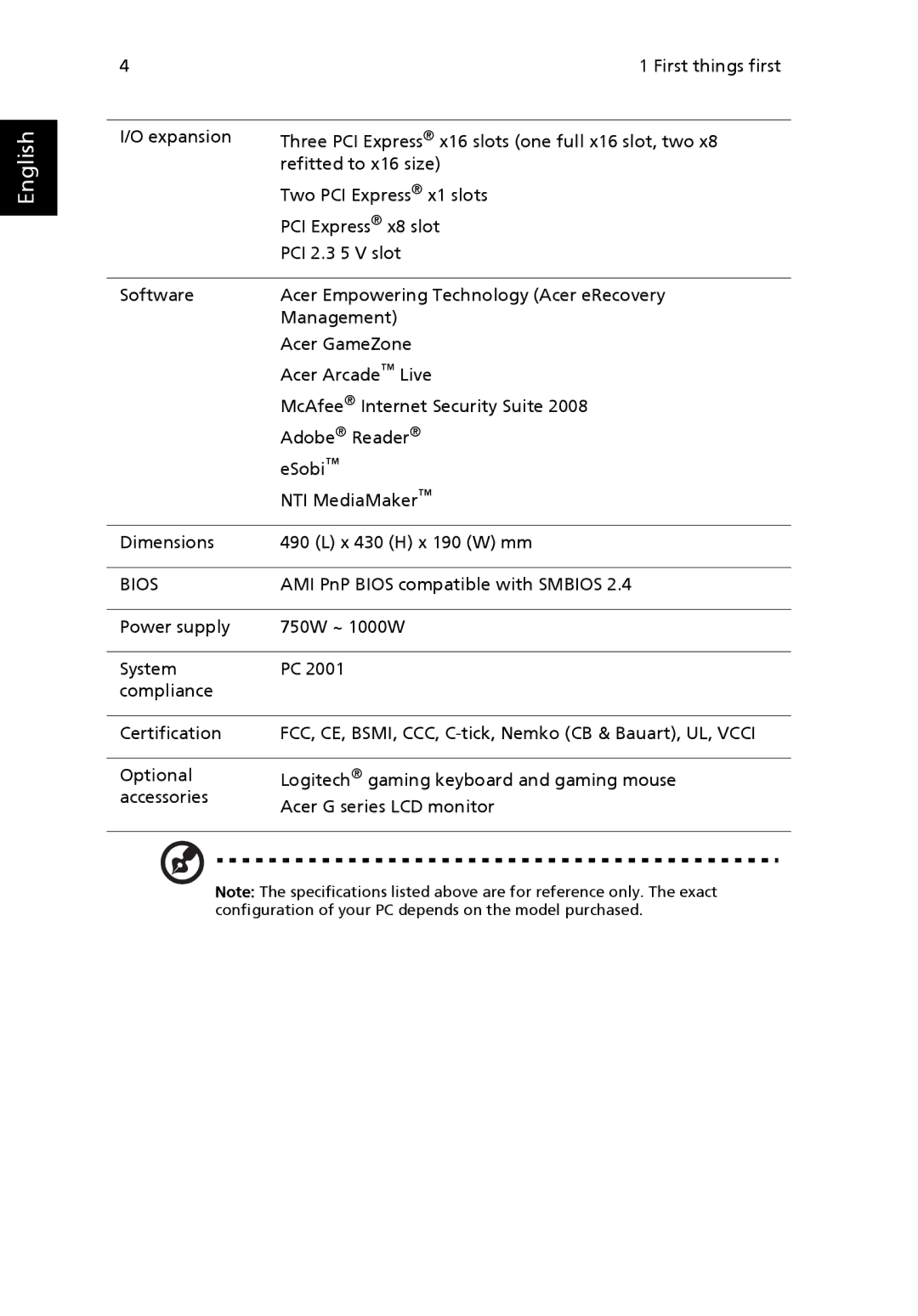 Acer G7710 SERIES manual Bios 