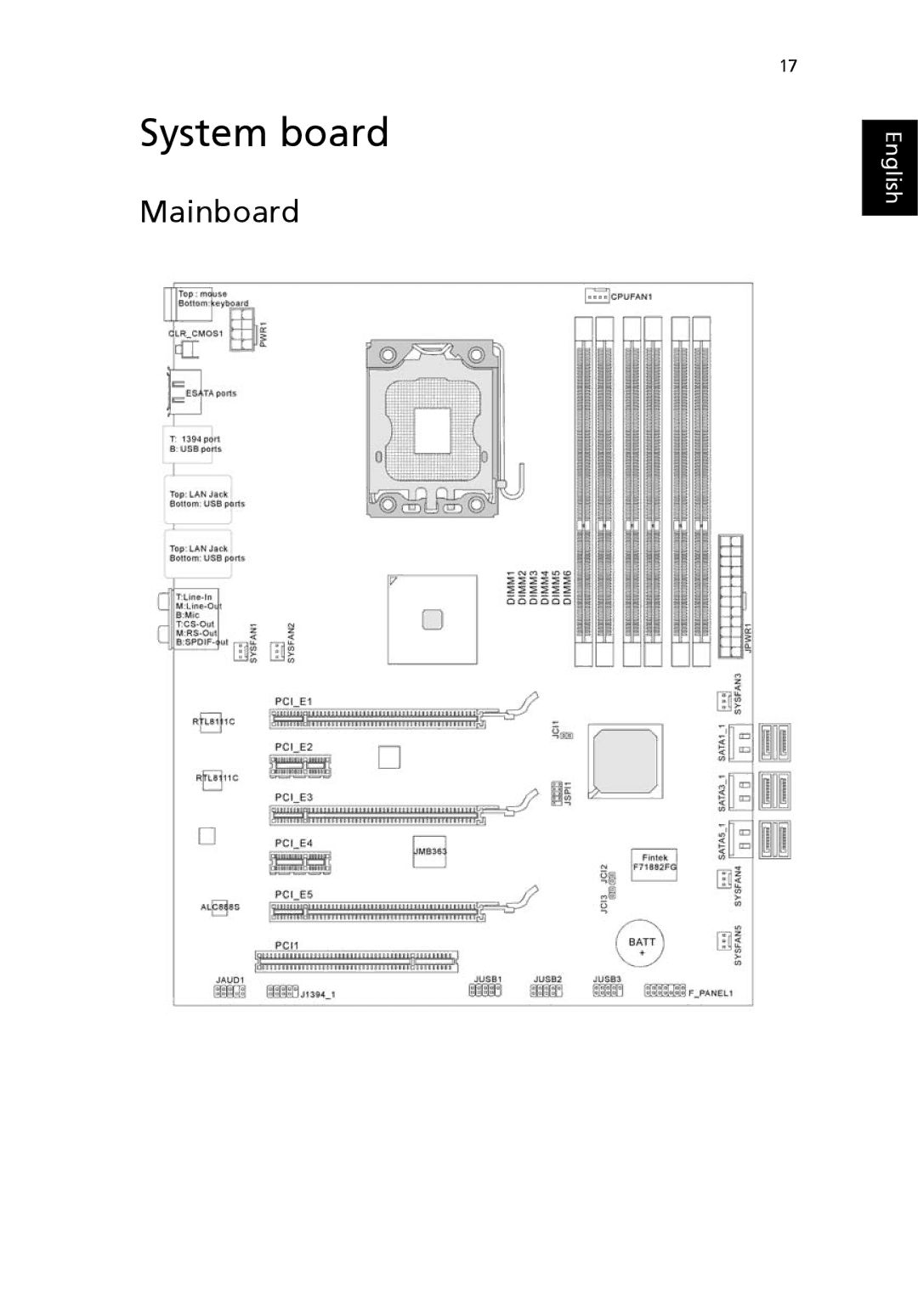 Acer G7710 SERIES manual System board, Mainboard 