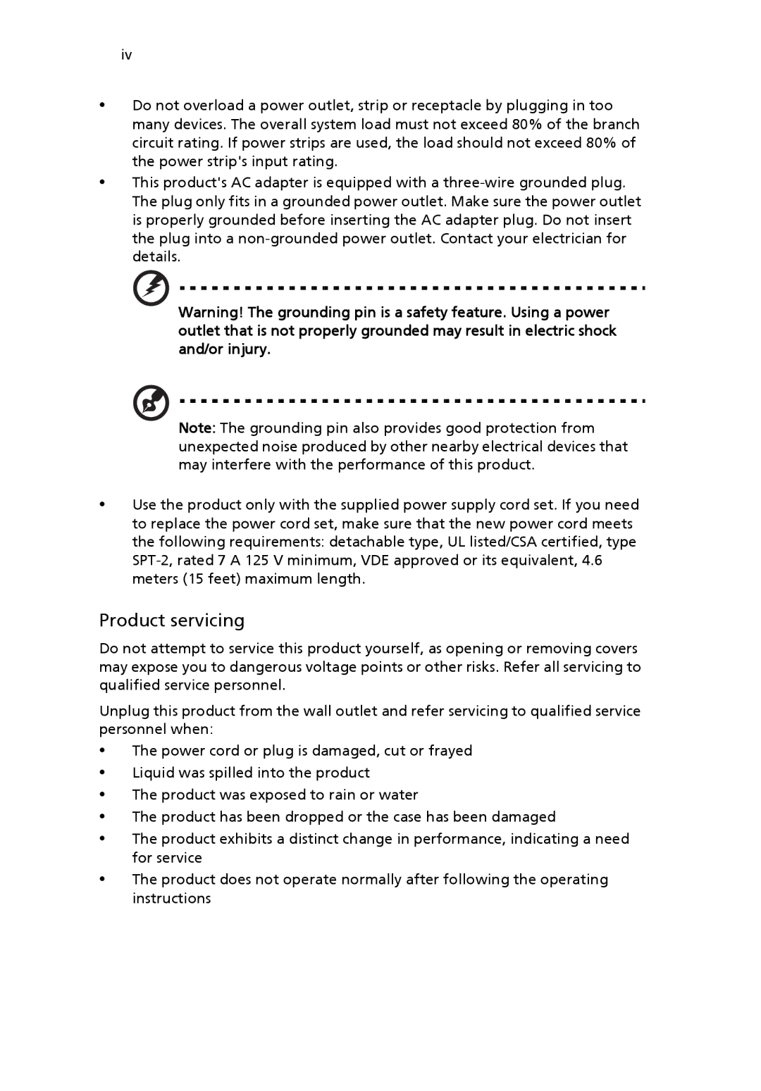 Acer G7710 SERIES manual Product servicing 