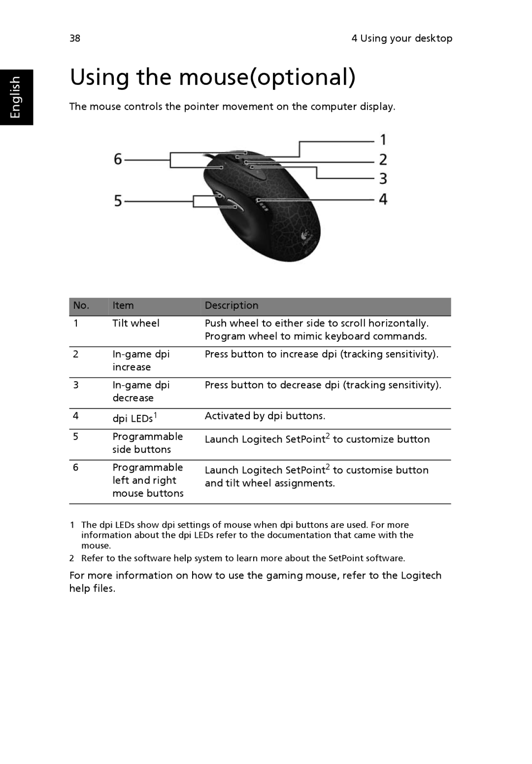 Acer G7710 SERIES manual Using the mouseoptional 