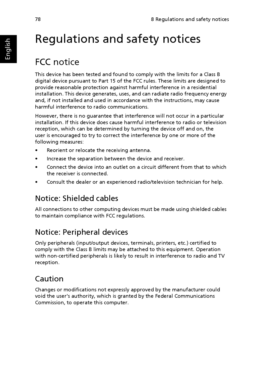 Acer G7710 SERIES manual Regulations and safety notices, FCC notice 