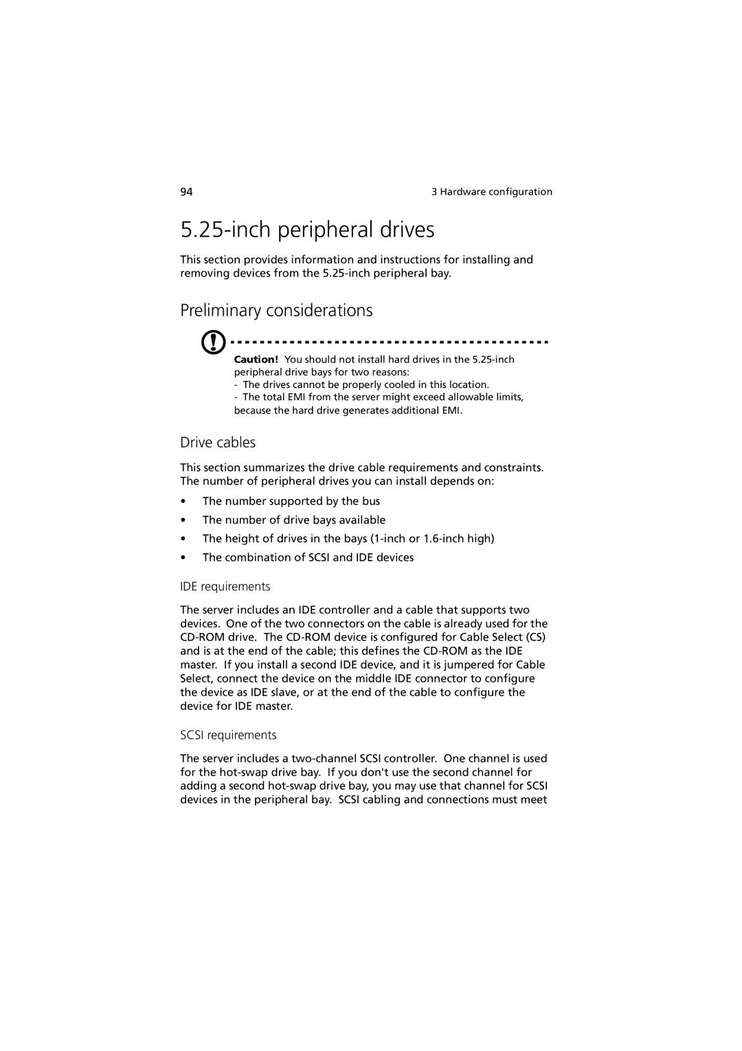 Acer G901 manual Inch peripheral drives, Preliminary considerations, Drive cables 