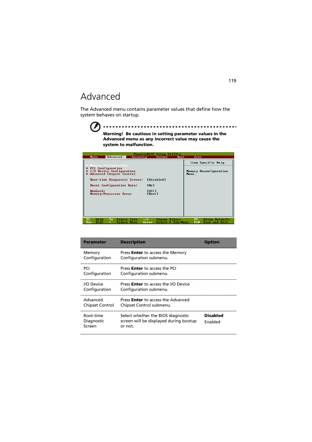 Acer G901 manual Advanced, Pci 