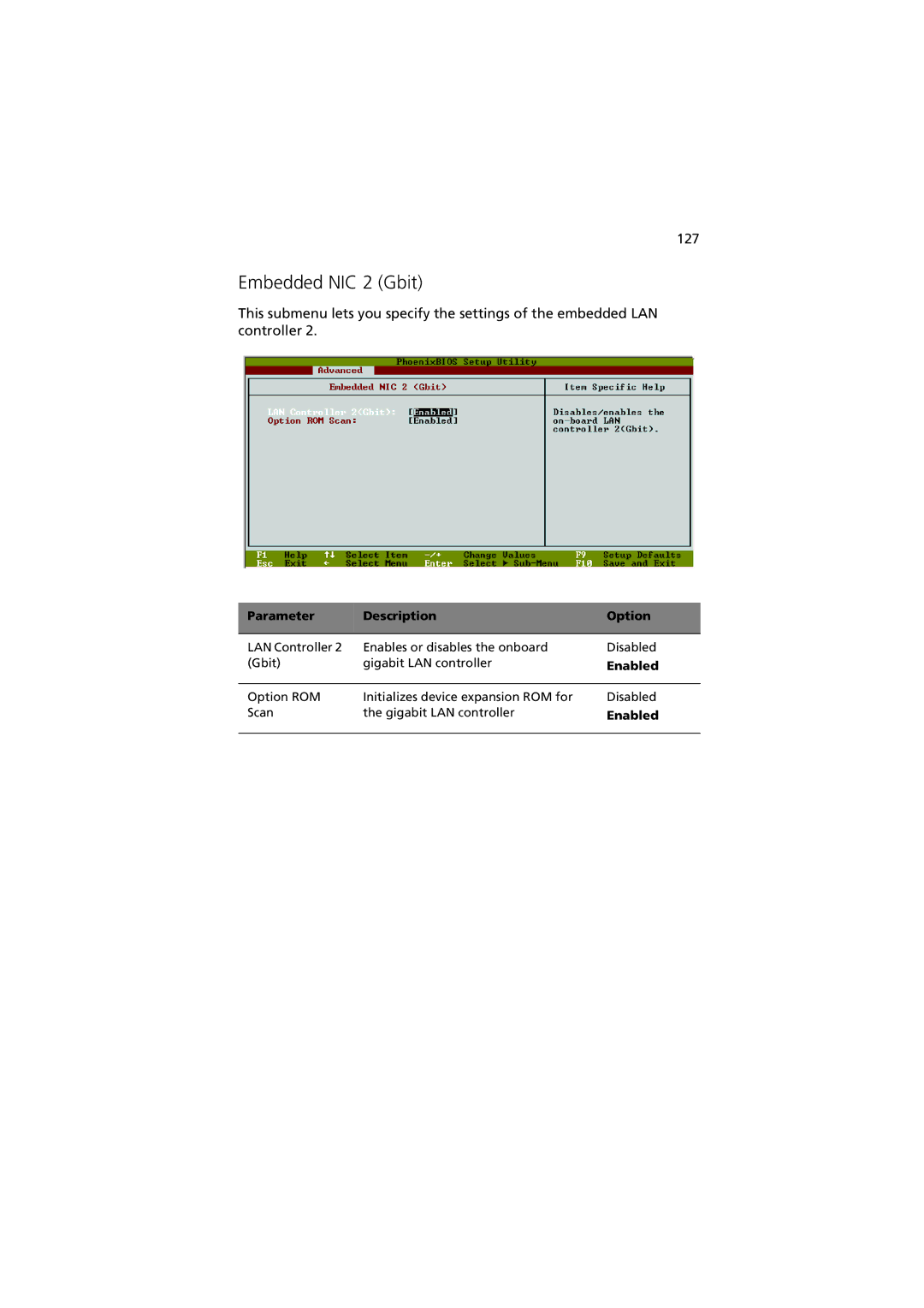 Acer G901 manual Embedded NIC 2 Gbit, 127 