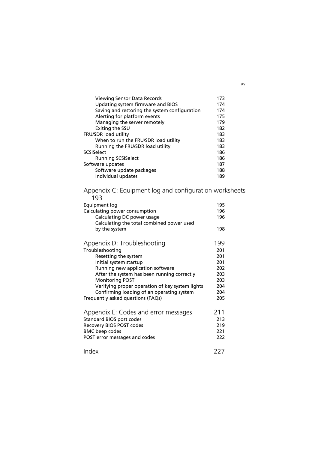 Acer G901 manual Appendix C Equipment log and configuration worksheets, Appendix D Troubleshooting 199, Index 227 