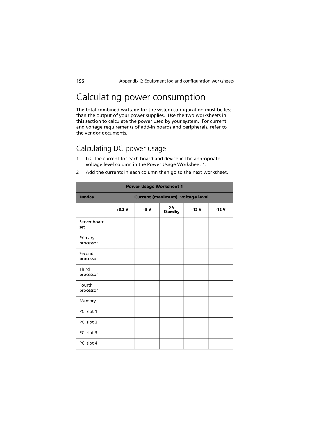 Acer G901 manual Calculating power consumption, Calculating DC power usage 