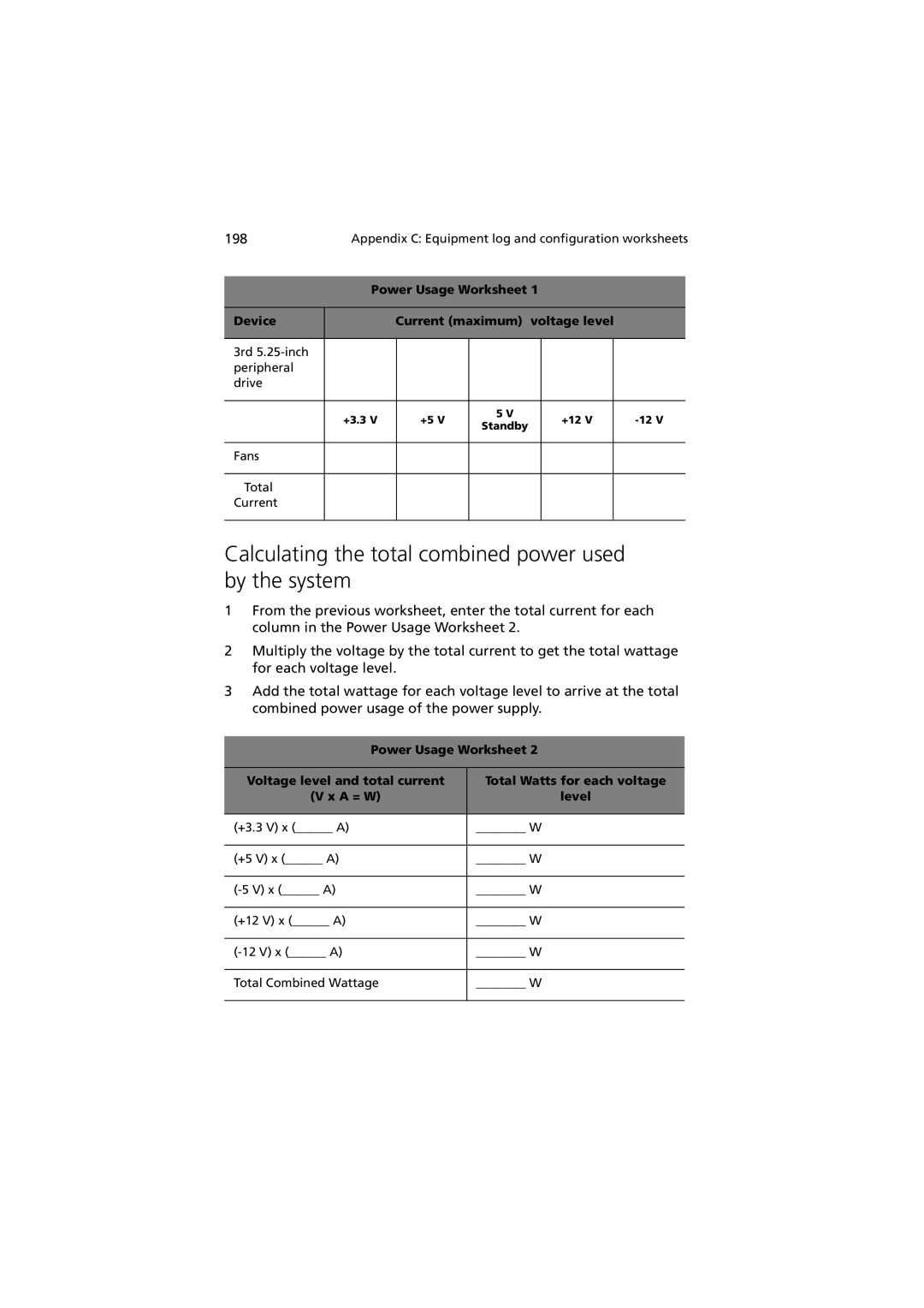 Acer G901 manual Calculating the total combined power used by the system, Fans Total Current 