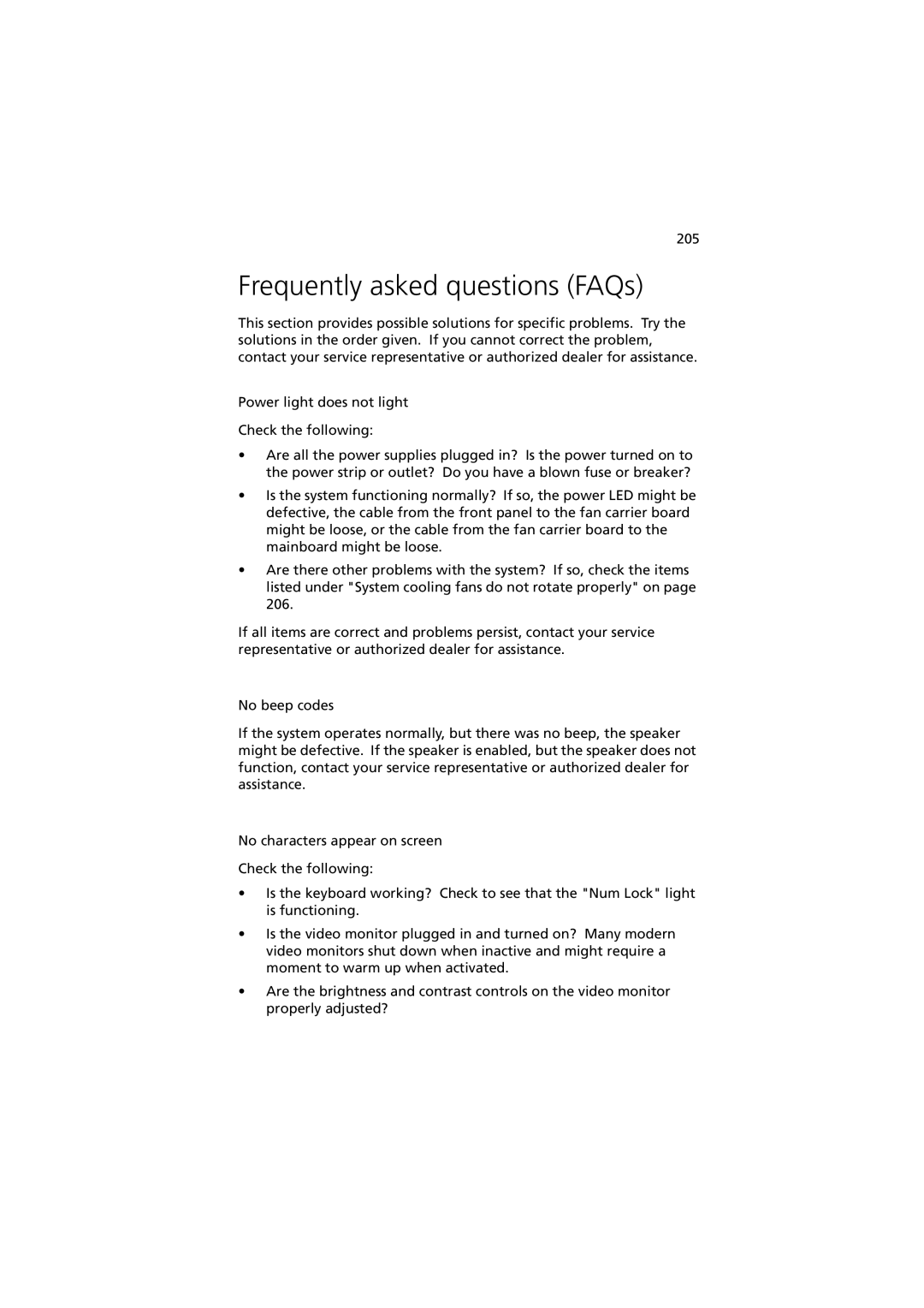 Acer G901 manual Frequently asked questions FAQs, 205 