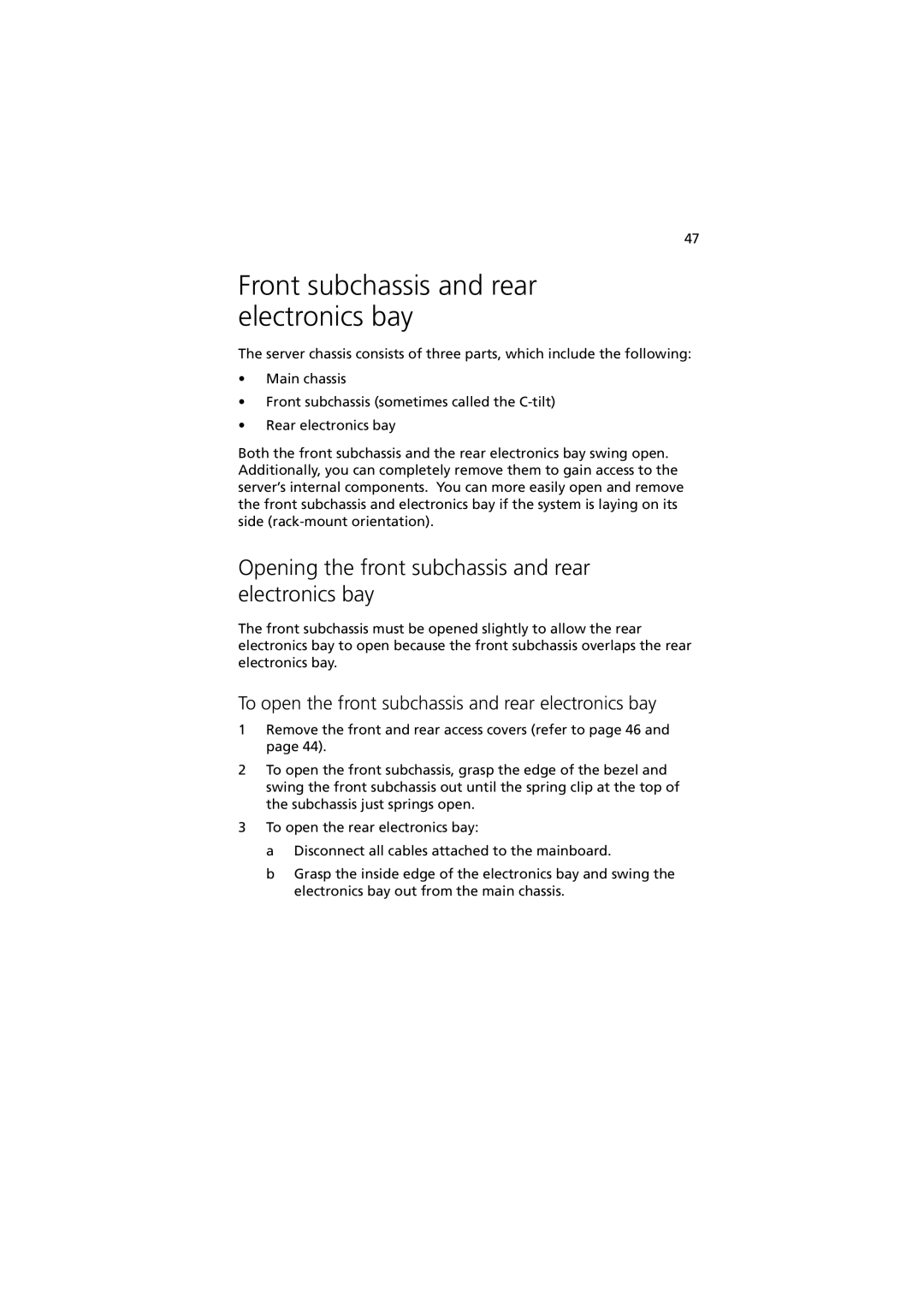 Acer G901 manual Front subchassis and rear electronics bay, Opening the front subchassis and rear electronics bay 