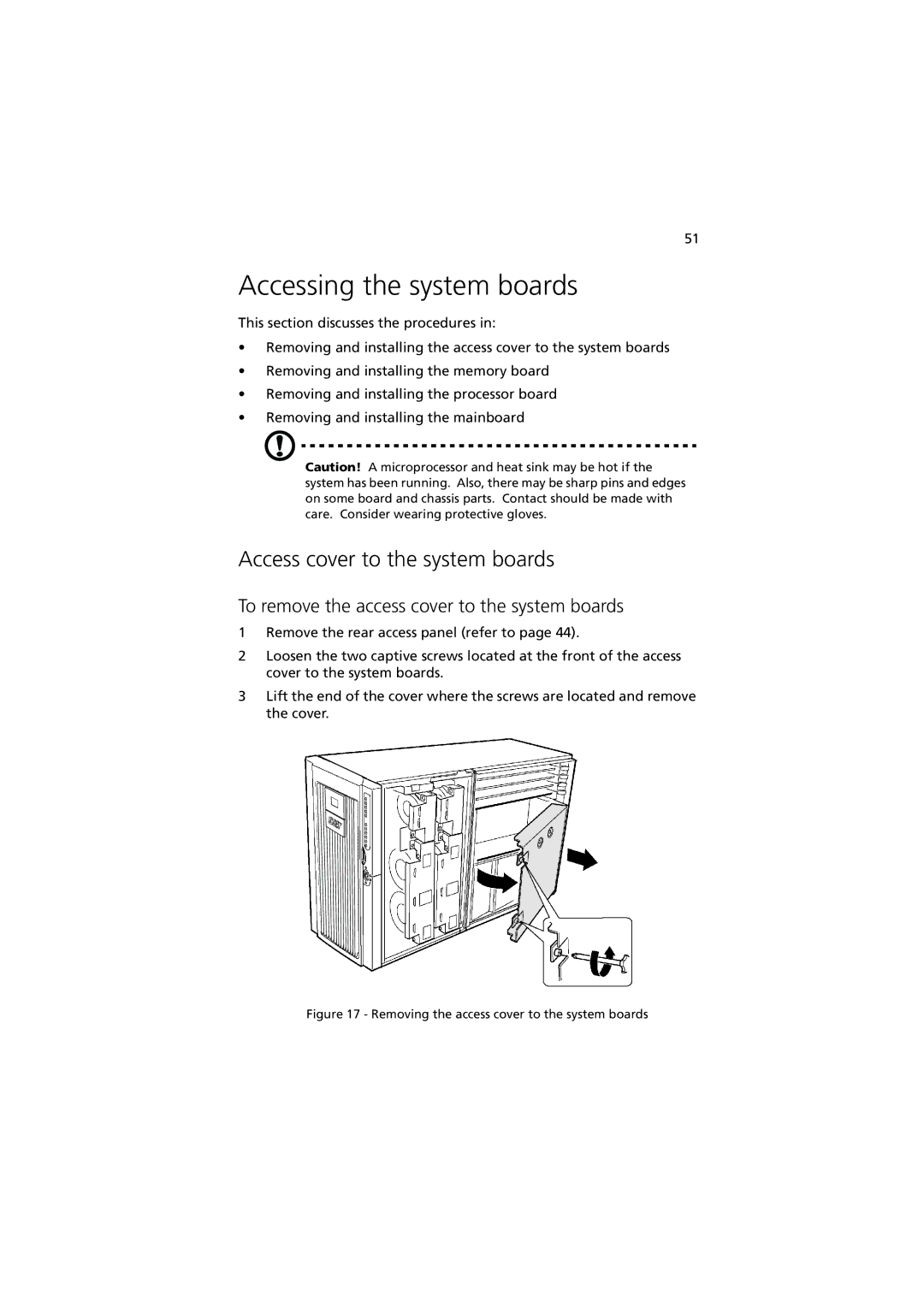 Acer G901 Accessing the system boards, Access cover to the system boards, To remove the access cover to the system boards 