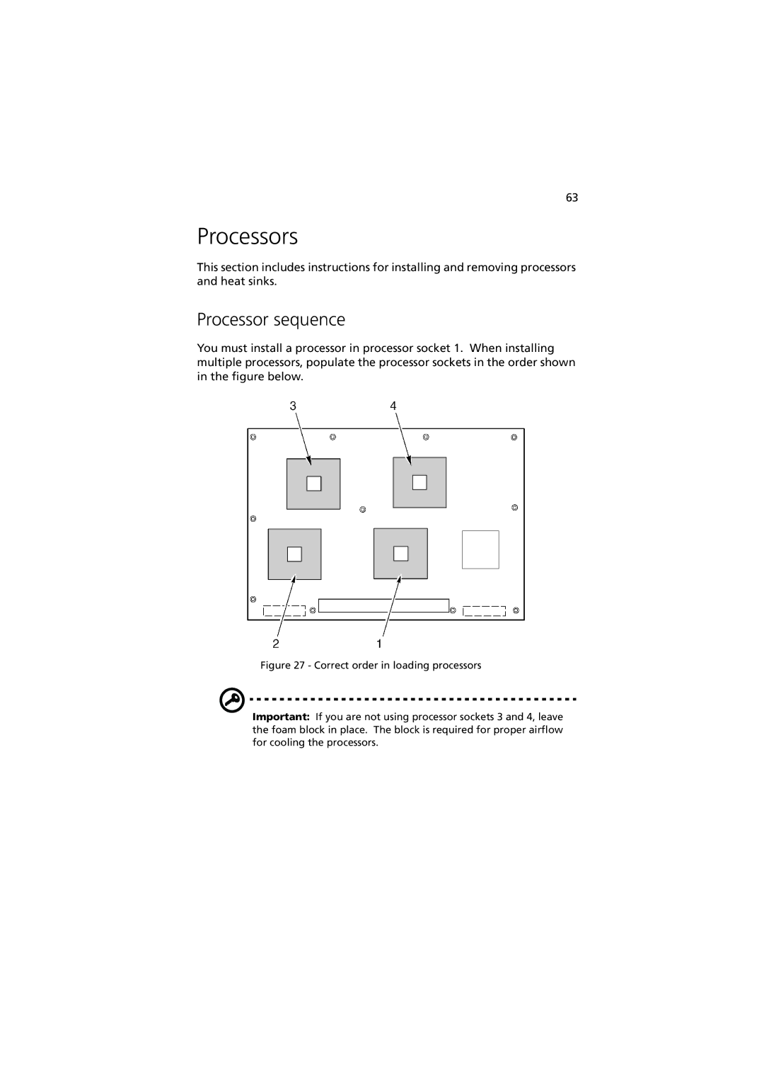 Acer G901 manual Processors, Processor sequence 