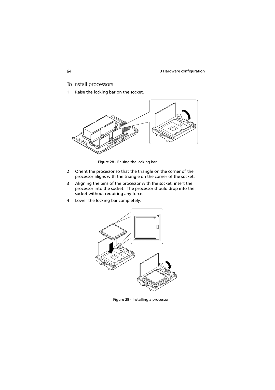 Acer G901 manual To install processors, Raise the locking bar on the socket 