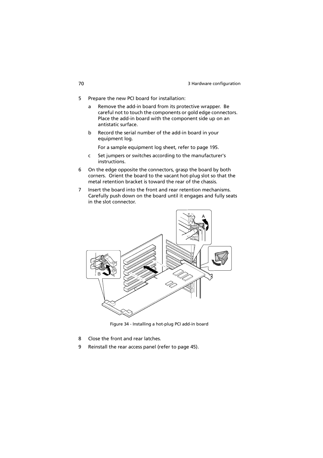 Acer G901 manual Installing a hot-plug PCI add-in board 