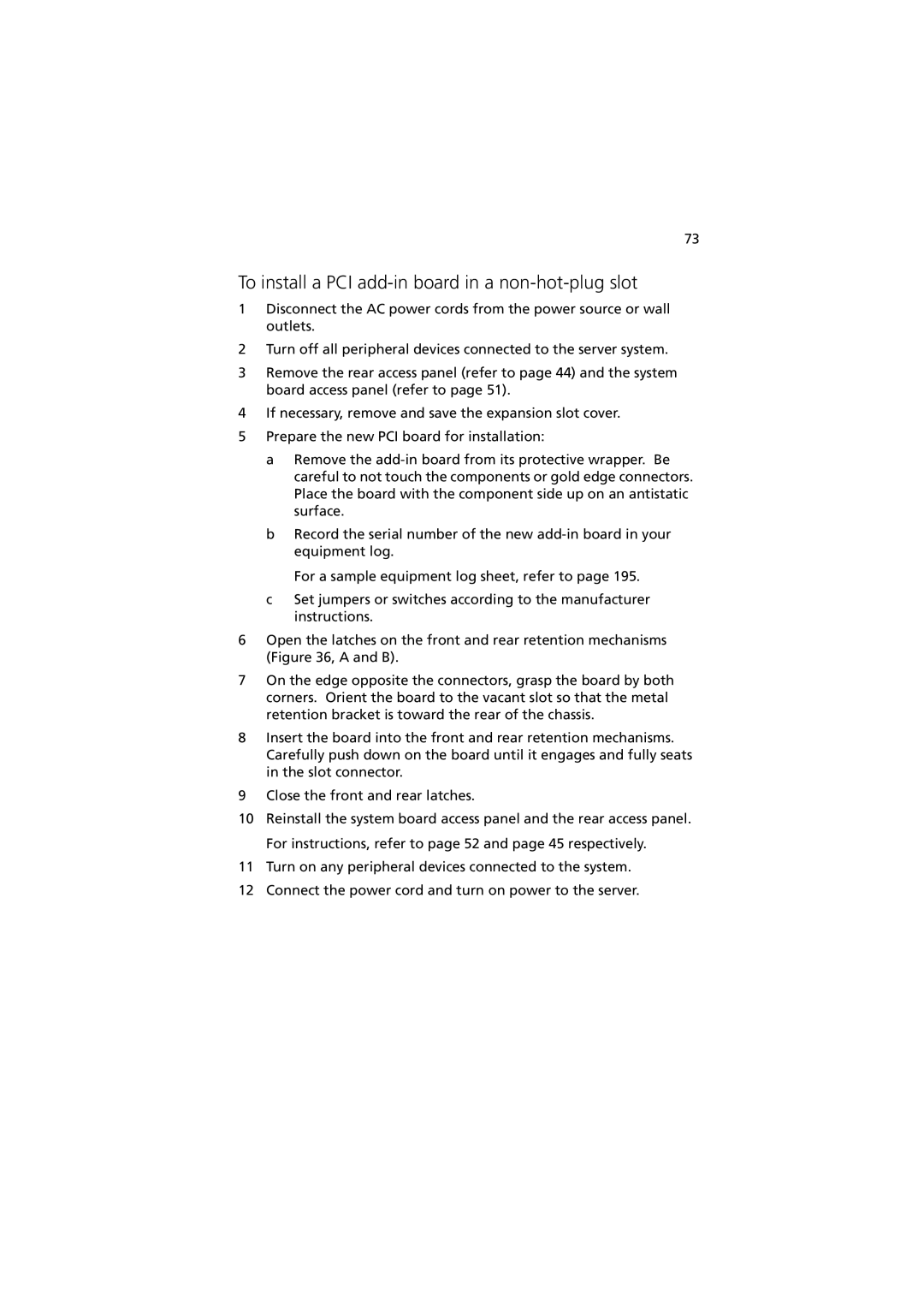 Acer G901 manual To install a PCI add-in board in a non-hot-plug slot 