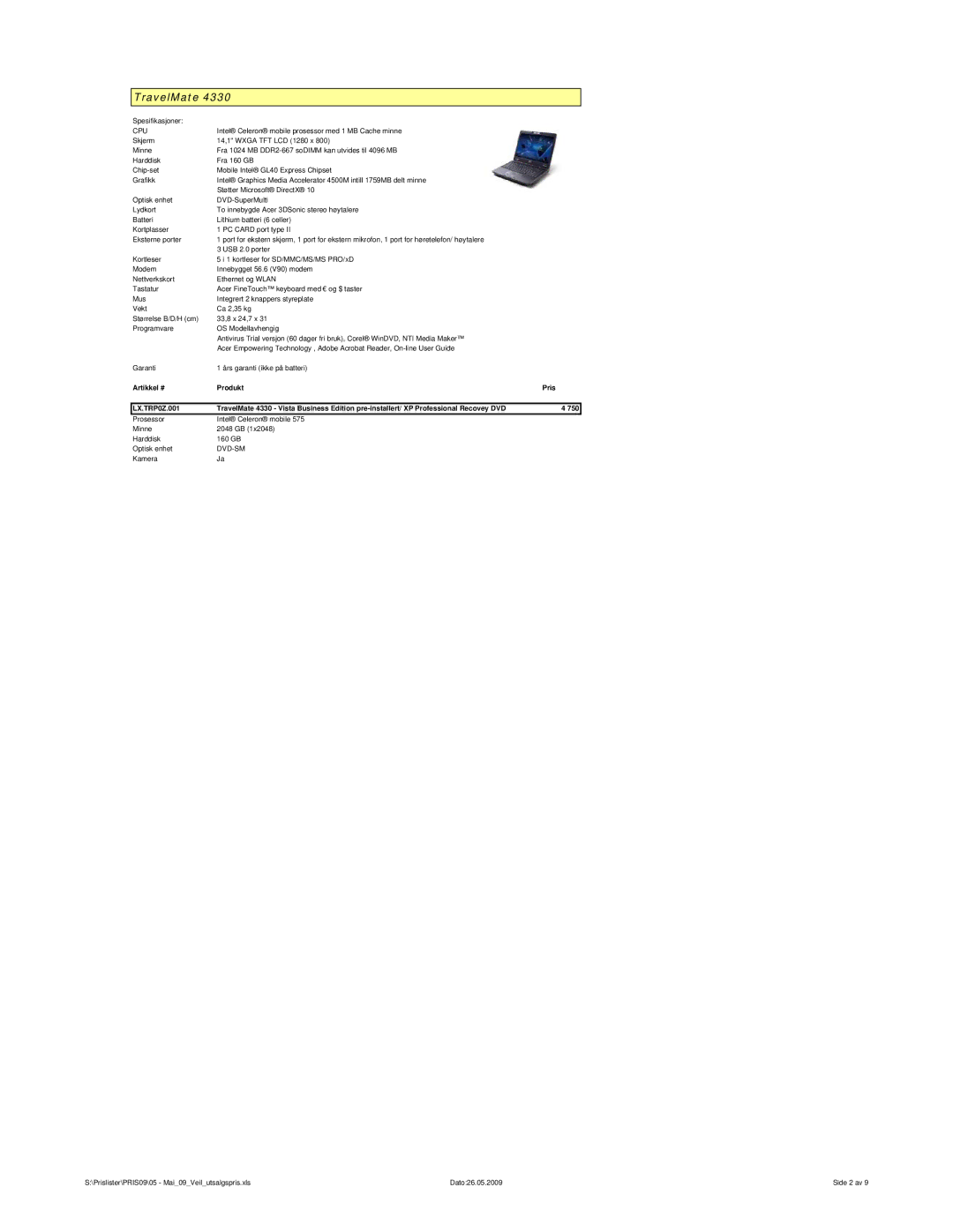 Acer GmbH manual TravelMate, Cpu, Dvd-Sm 