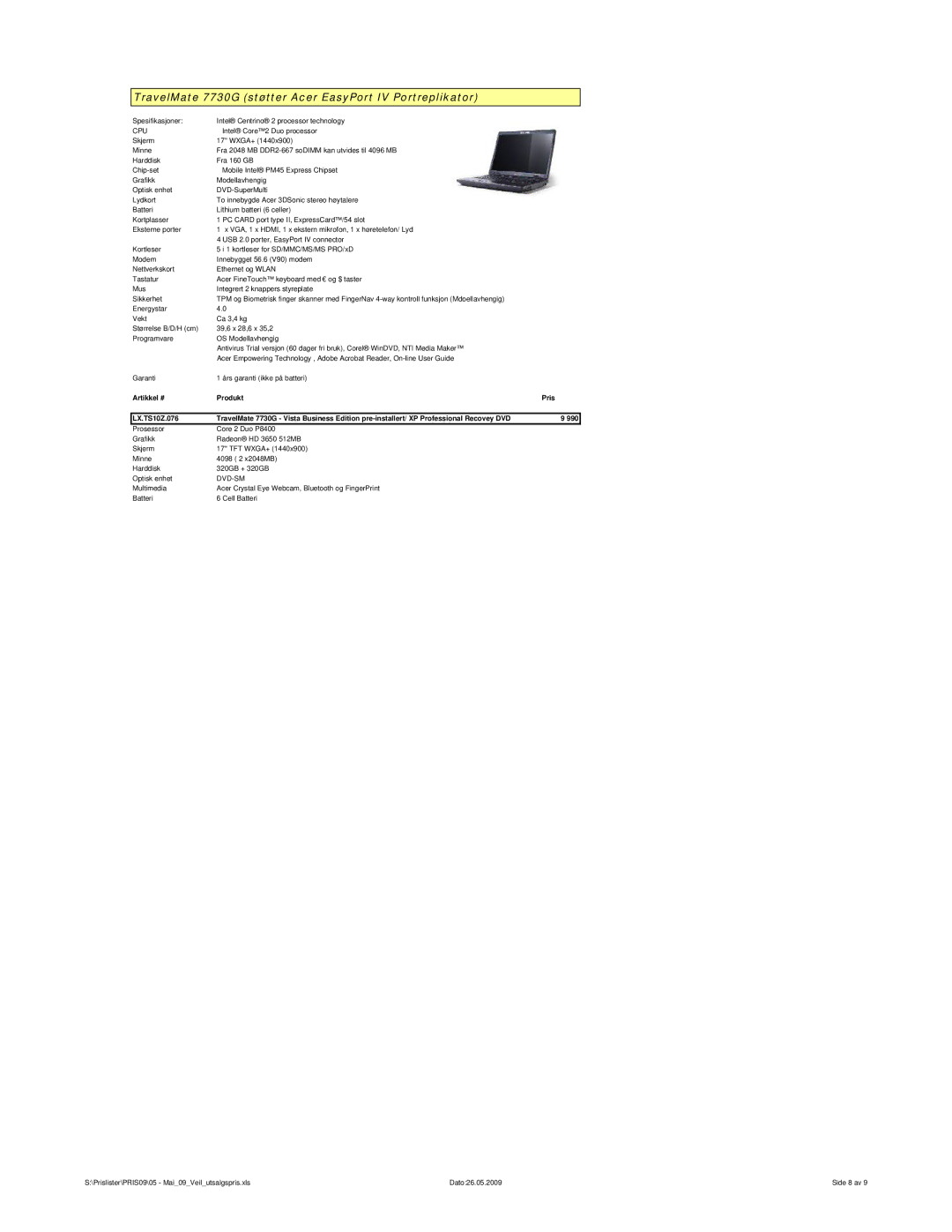 Acer GmbH manual TravelMate 7730G støtter Acer EasyPort IV Portreplikator 