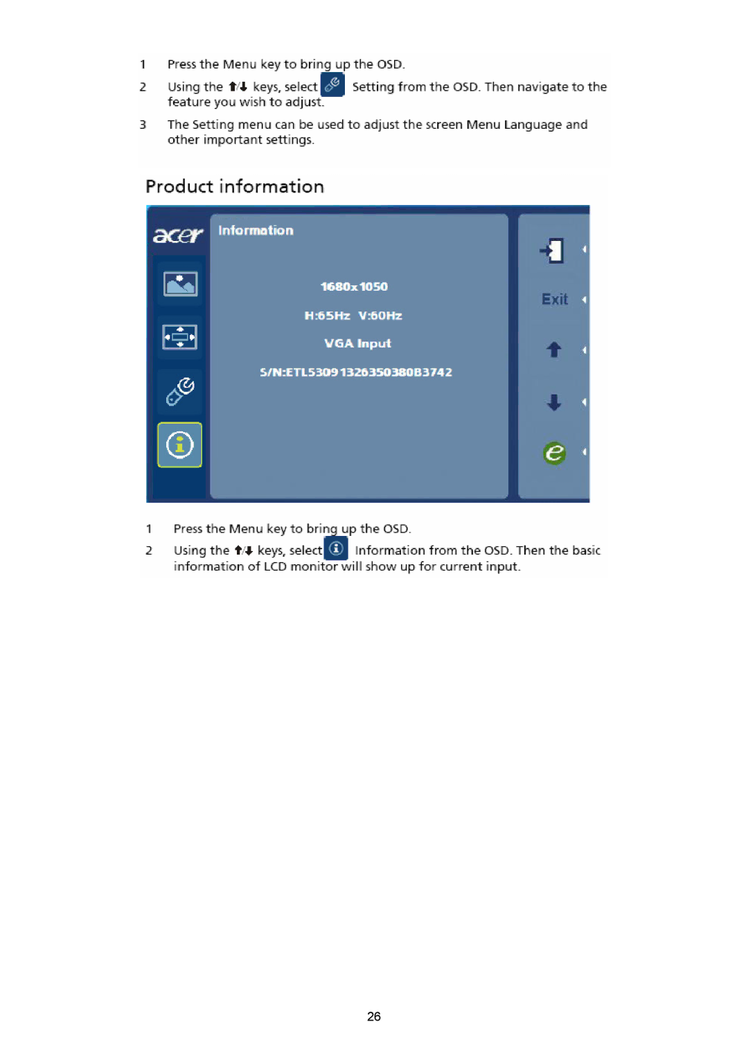 Acer H235H manual 