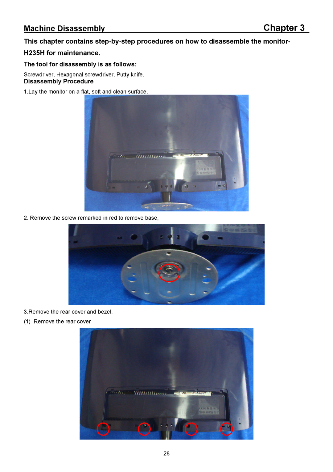 Acer H235H manual Tool for disassembly is as follows, Disassembly Procedure 