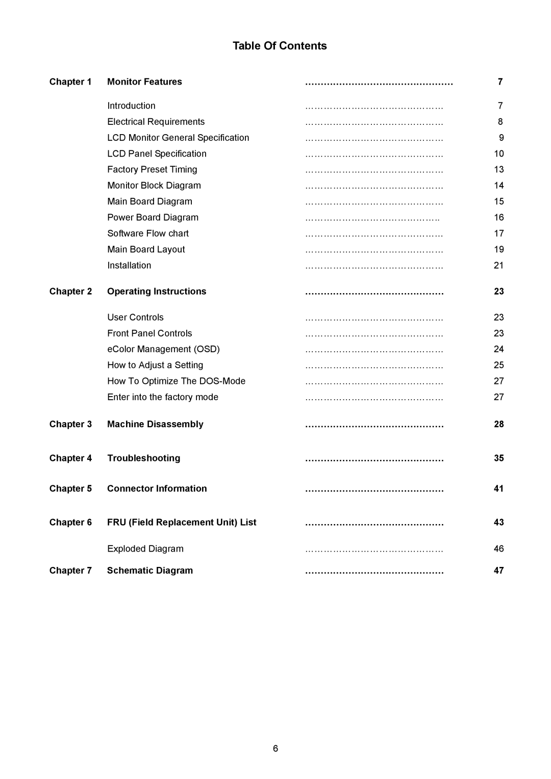 Acer H235H manual Table Of Contents 