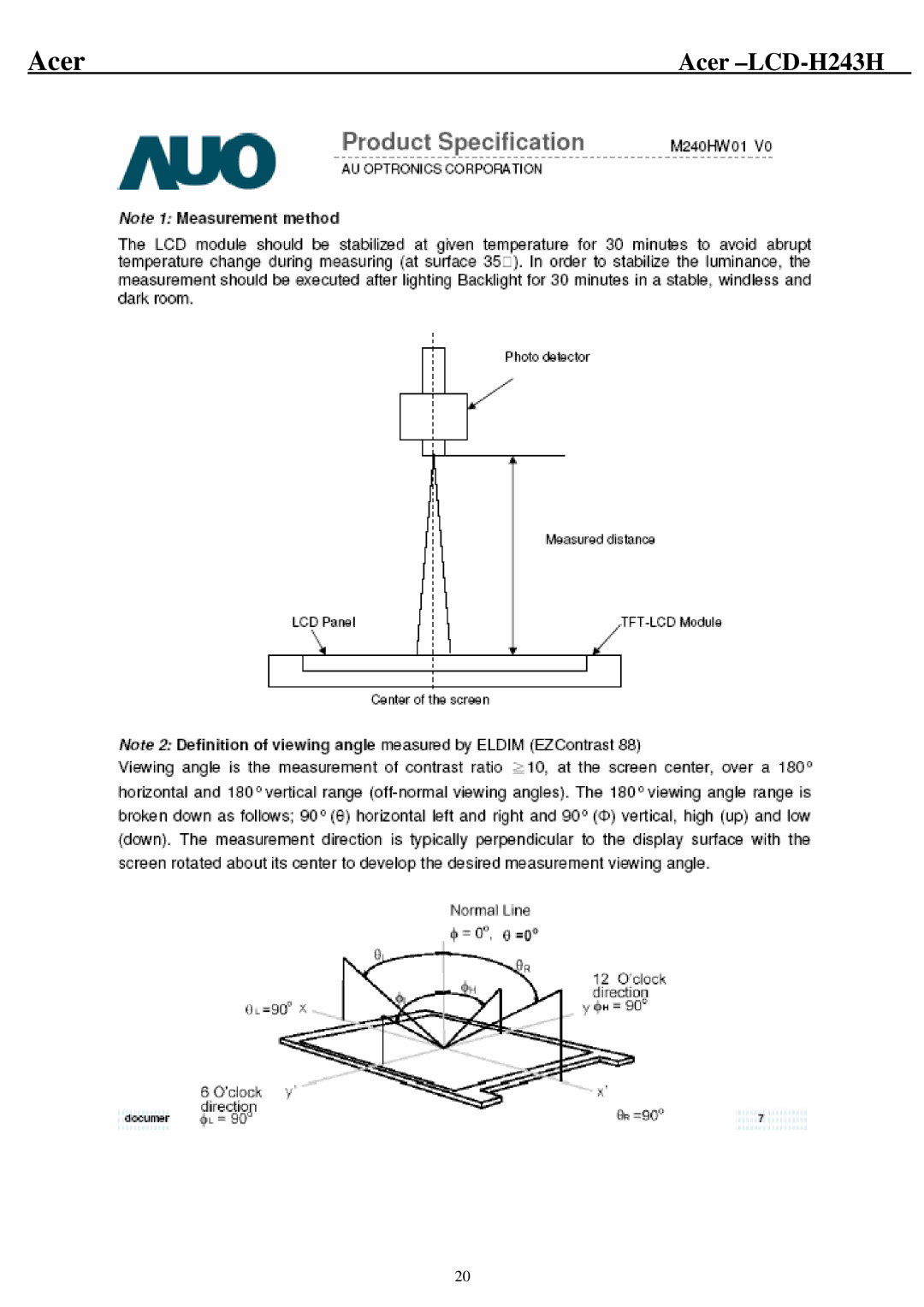 Acer H243H service manual Acer 