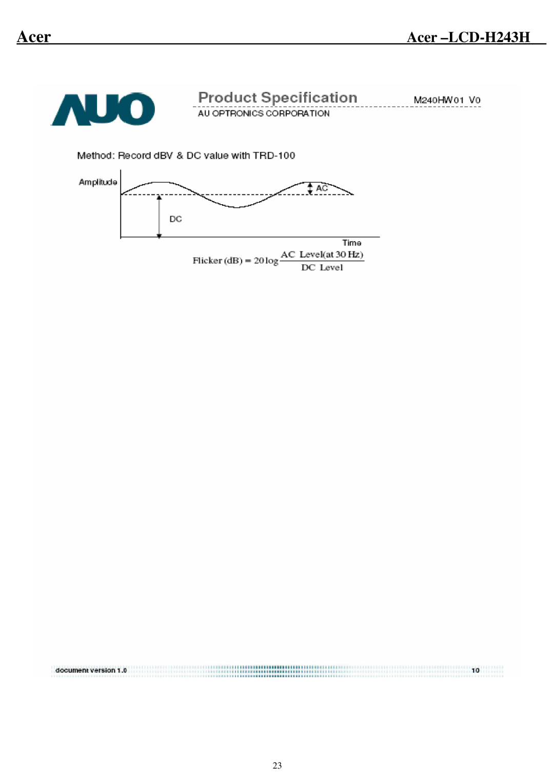 Acer H243H service manual Acer 