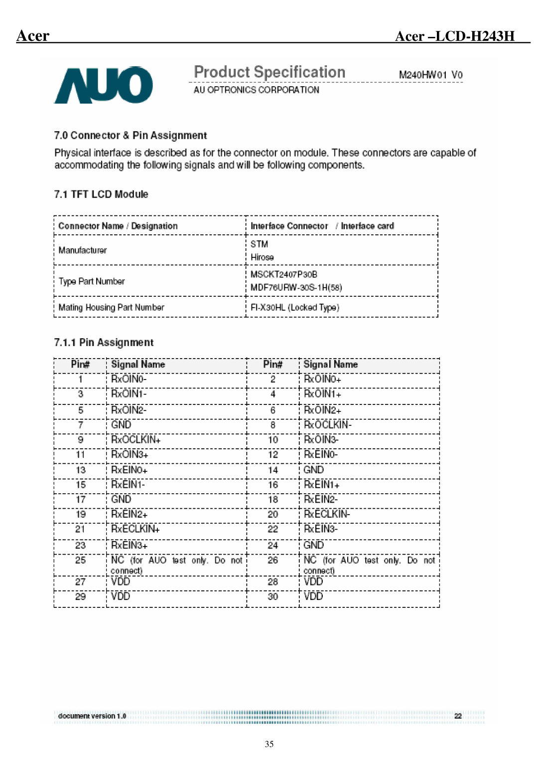 Acer H243H service manual Acer 