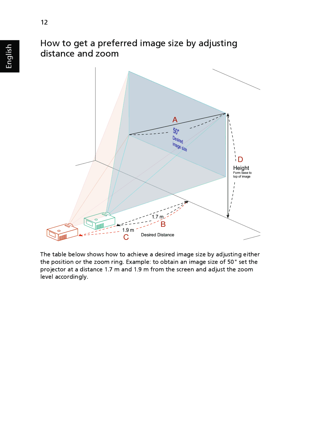 Acer H5360 manual Height 