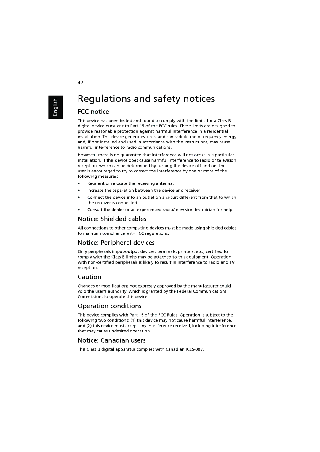 Acer H7531D manual FCC notice, Operation conditions 