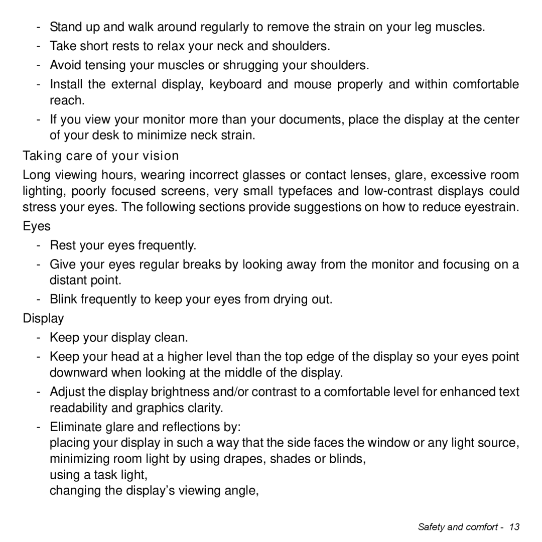 Acer Iconia W3 user manual Taking care of your vision 