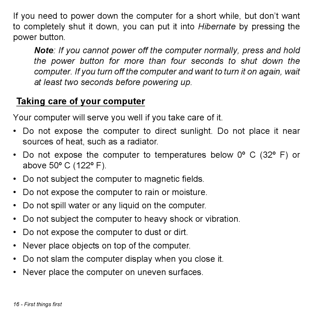 Acer Iconia W3 user manual Taking care of your computer 