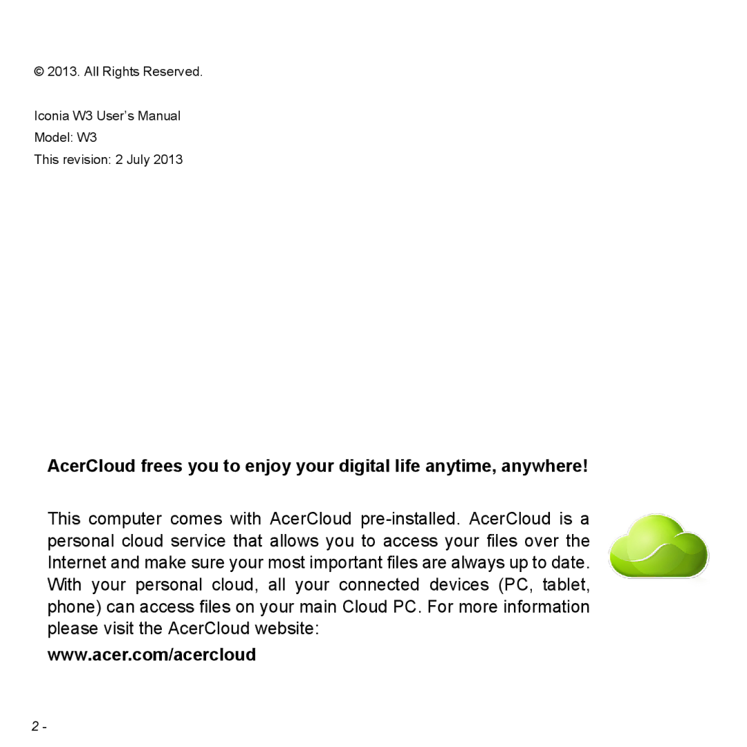 Acer Iconia W3 user manual 