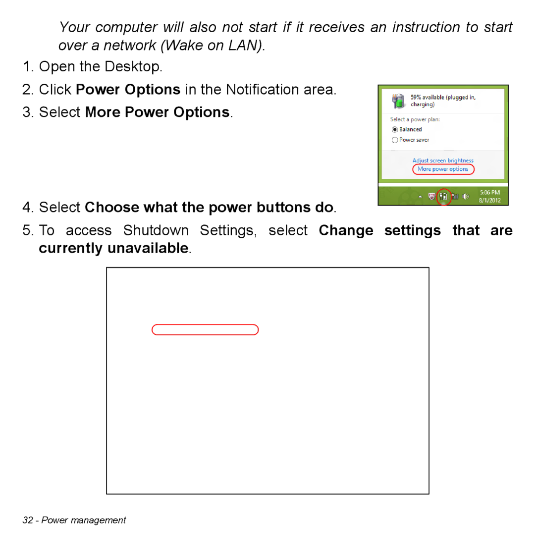 Acer Iconia W3 user manual Power management 