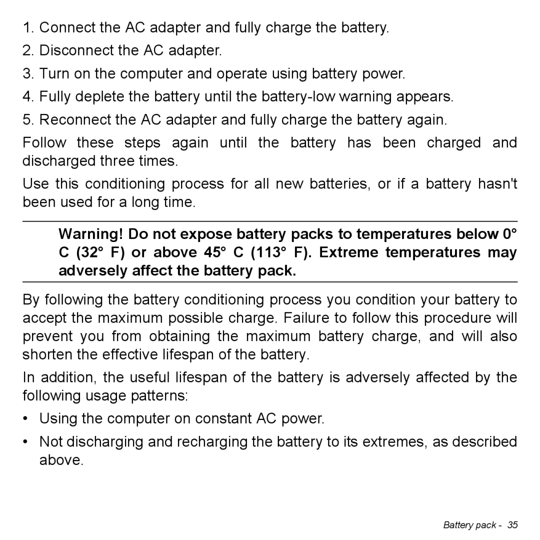 Acer Iconia W3 user manual Battery pack 