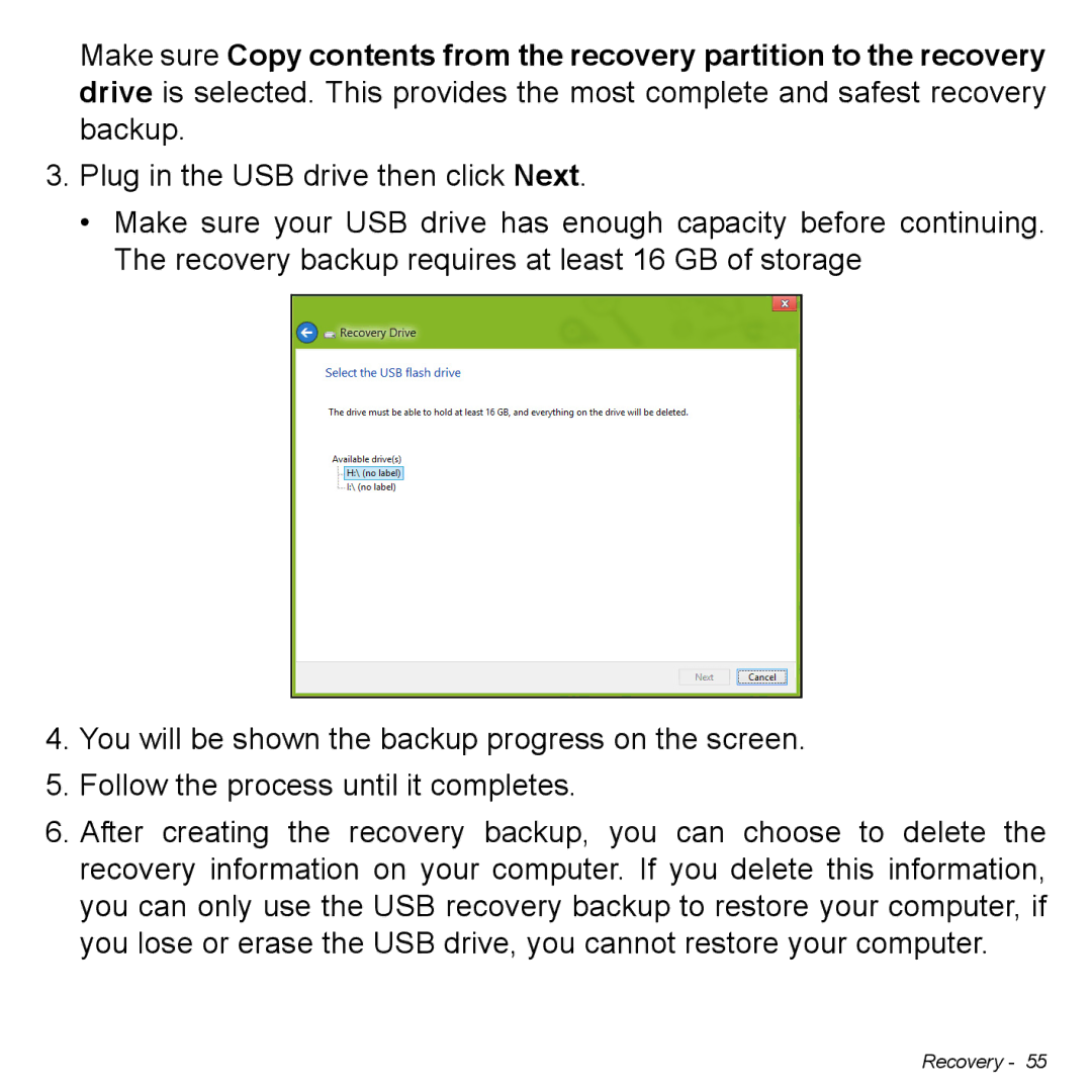 Acer Iconia W3 user manual Recovery 