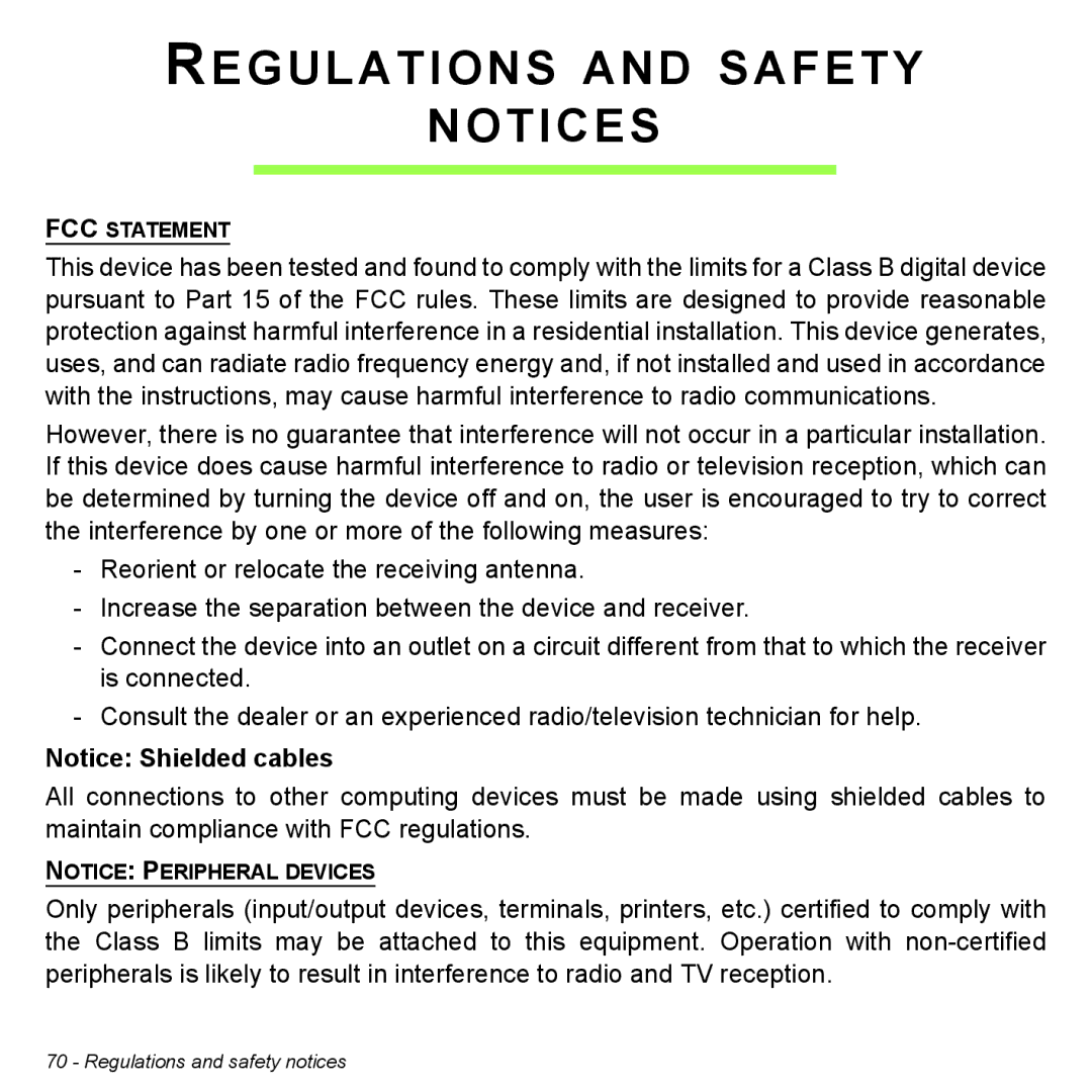 Acer Iconia W3 user manual Regulations and Safety 